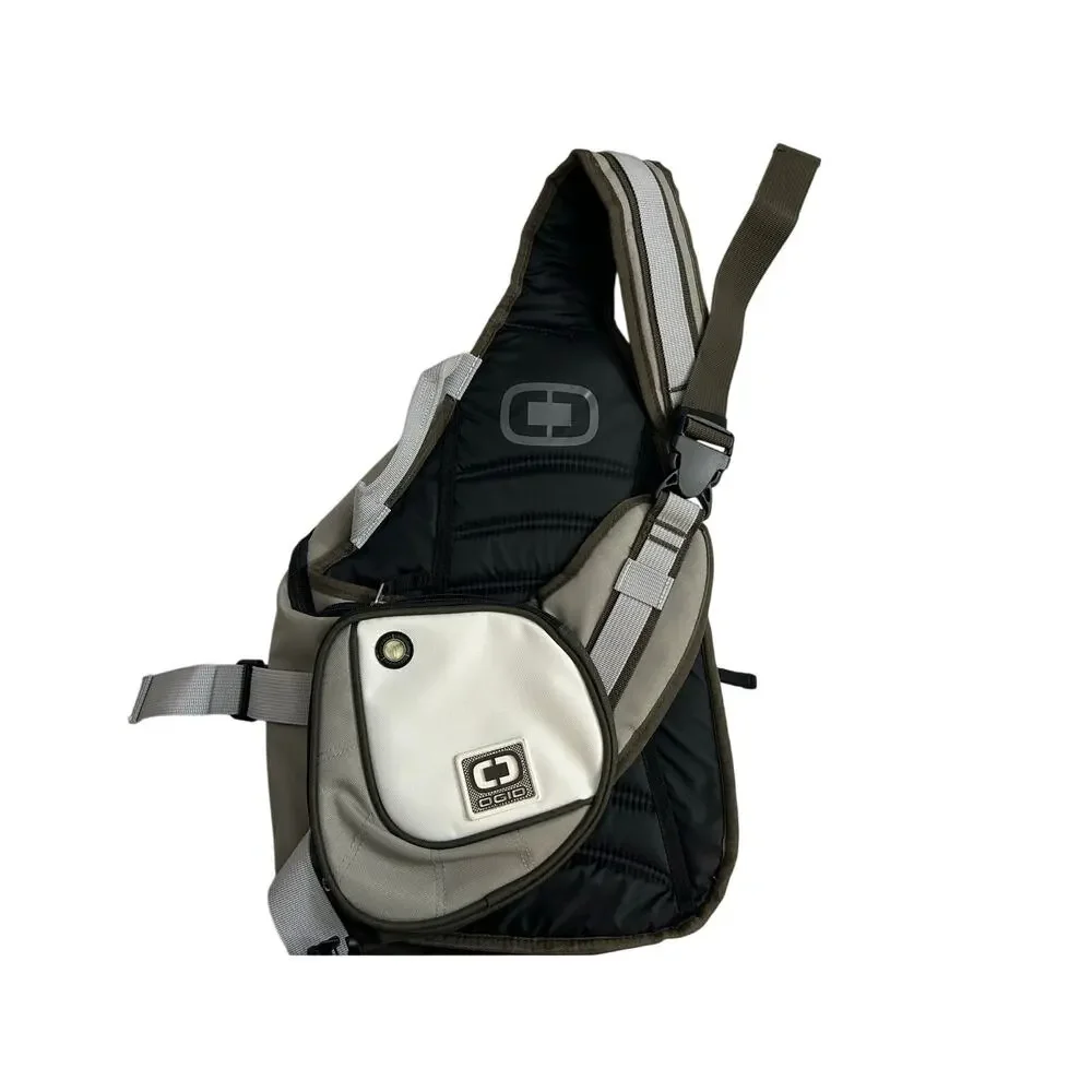 Sonic Sling Backpack Gray &‎ White Crossbody Bag –Unisex Travel Shoulder Pack